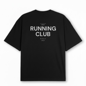 Home aykos running club black heavyweight oversized tee